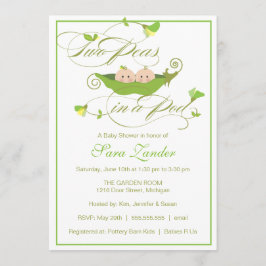 Invitación a Baby Shower - Niño y Chica Pea en un 
