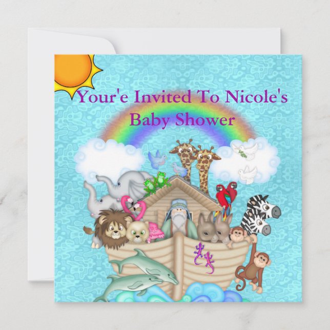 Invitación a Baby Shower Noahs Ark (Anverso)
