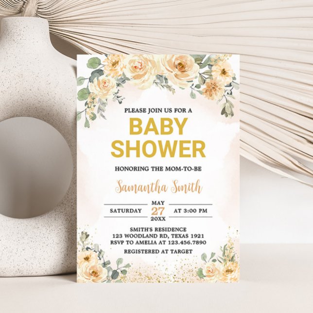 Invitación a Baby Shower otoño de floral otoño de  (Floral Autumn Baby Shower Invitation)