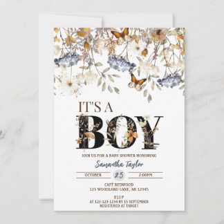 Invitación a Baby Shower otoño, niño bebé de otoño