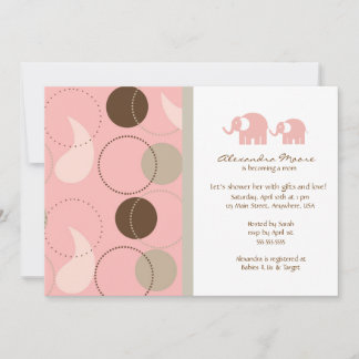 Invitación a Baby Shower Paisley & Elephants