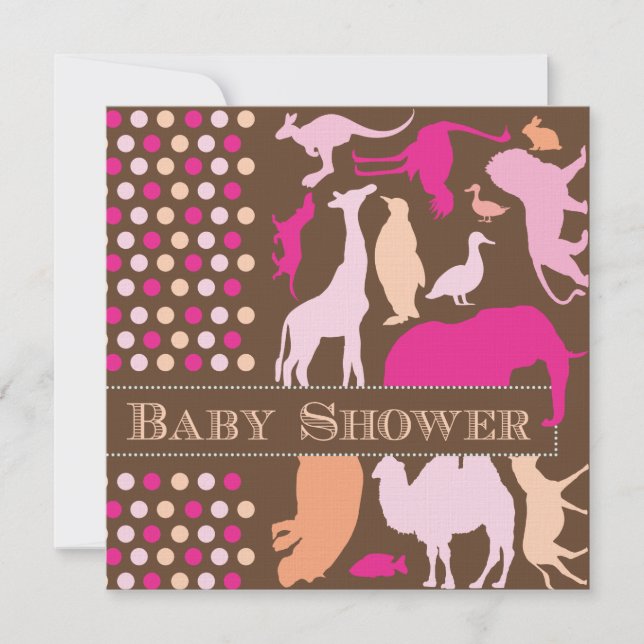 Invitación a Baby Shower para animales (Anverso)