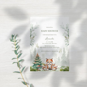 Invitación a Baby Shower para animales de bosque d