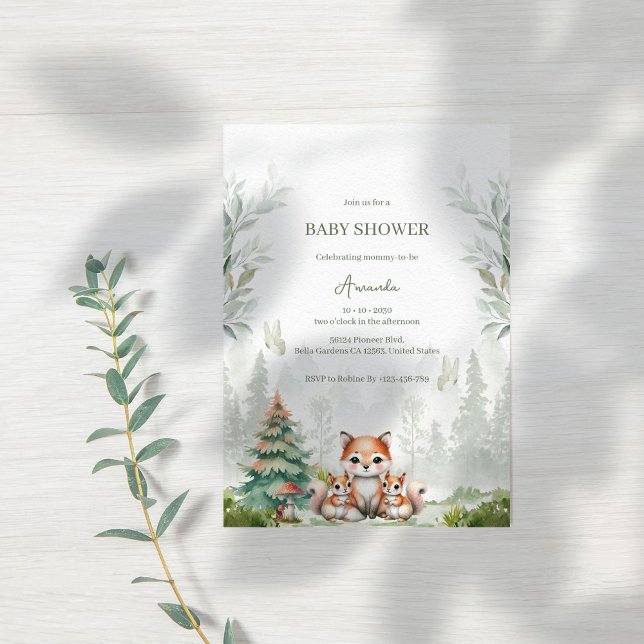 Invitación a Baby Shower para animales de bosque d (Subido por el creador)