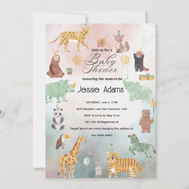 Invitación a Baby Shower para animales de compañía (Anverso)
