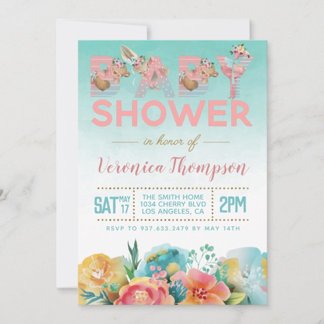 Invitación a Baby Shower para animales de compañía (Anverso)