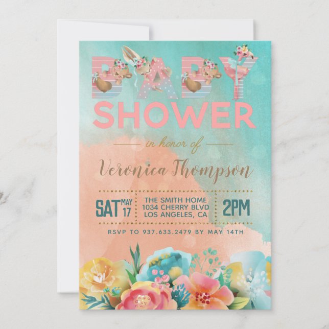 Invitación a Baby Shower para animales de compañía (Anverso)
