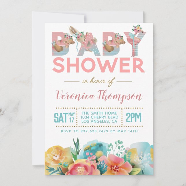 Invitación a Baby Shower para animales de compañía (Anverso)