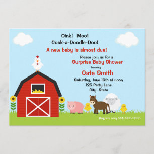 Invitación a Baby Shower para animales de granja