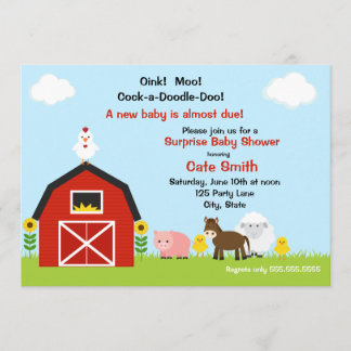 Invitación a Baby Shower para animales de granja