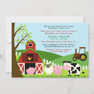 Invitación a Baby Shower para animales de granja