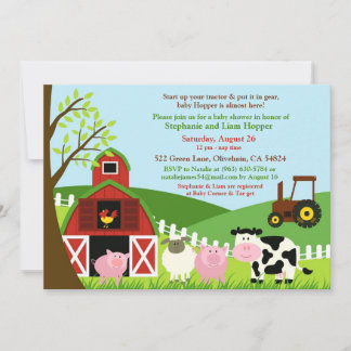 Invitación a Baby Shower para animales de granja