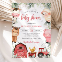 Invitación a Baby Shower para animales de granja