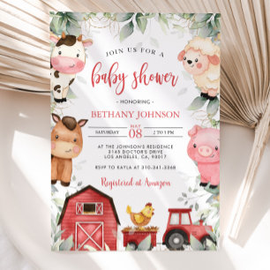 Invitación a Baby Shower para animales de granja