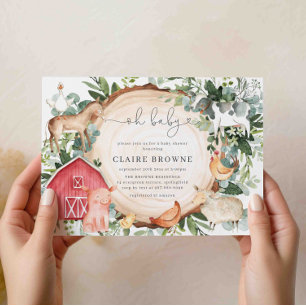 Invitación a Baby Shower para animales de granja