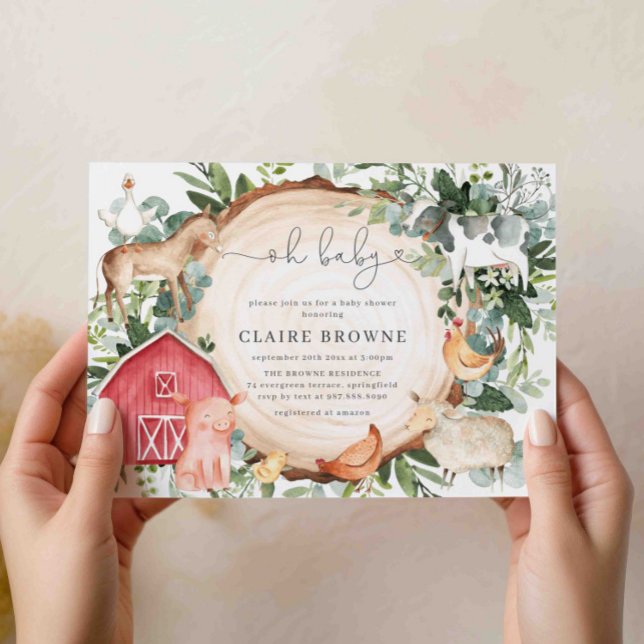 Invitación a Baby Shower para animales de granja (Subido por el creador)
