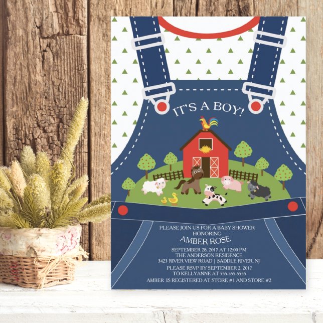 Invitación a Baby Shower para animales de granja (Subido por el creador)