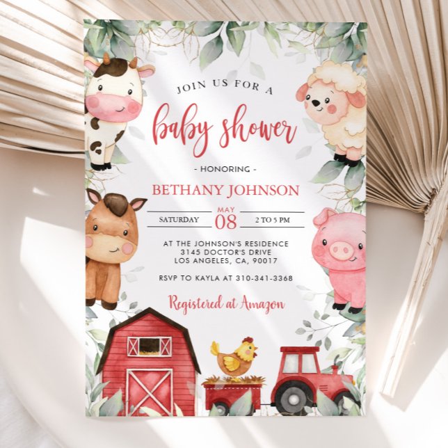 Invitación a Baby Shower para animales de granja (Subido por el creador)