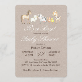 Invitación a Baby Shower para animales de granja