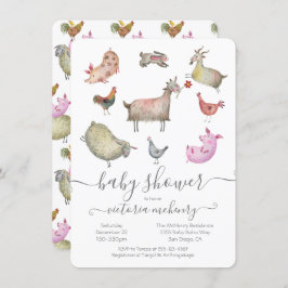 Invitación a Baby Shower para animales de granja