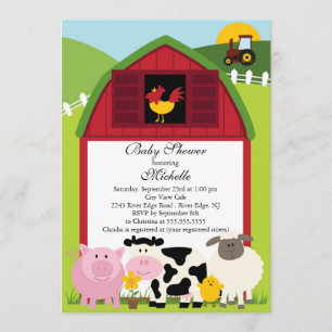 Invitación a Baby Shower para animales de granja d