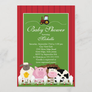 Invitación a Baby Shower para animales de granja d
