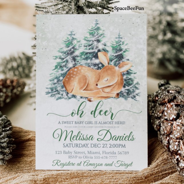 Invitación a Baby Shower para animales de la espec (Winter Woodland Animal Deer Baby Shower Invitation Boy Forest animal Deer Girl Baby Shower Invite )
