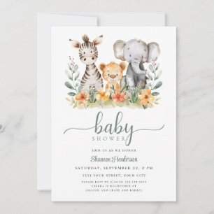Invitación a Baby Shower para animales de la jungl
