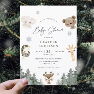 Invitación a Baby Shower para animales de la regió