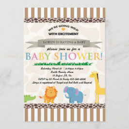 Invitación a Baby Shower para animales de Safari