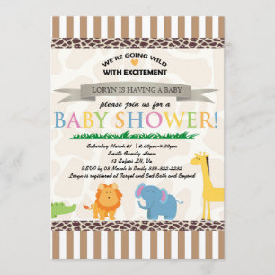 Invitación a Baby Shower para animales de Safari