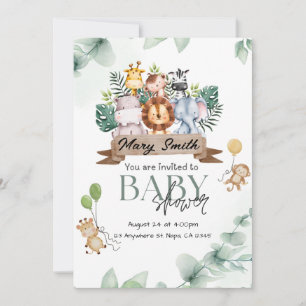 Invitación a Baby Shower para animales de Safari