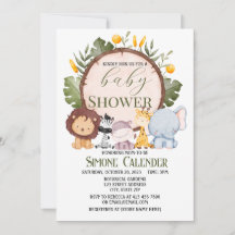 Invitación a Baby Shower para animales de Safari d