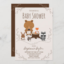 Invitación a Baby Shower para animales de Woodland