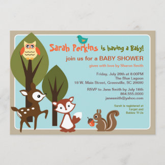 Invitación a Baby Shower para animales de Woodland