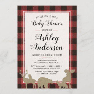 Invitación a Baby Shower para animales de Woodland