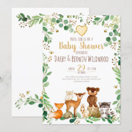 Invitación a Baby Shower para animales de Woodland