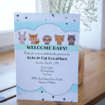 Invitación a Baby Shower para animales dulces