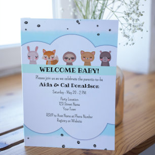 Invitación a Baby Shower para animales dulces