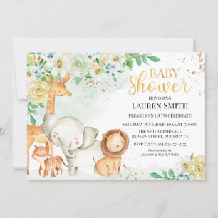 Invitación a Baby Shower para animales florales