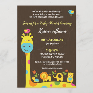 Invitación a Baby Shower para animales forestales