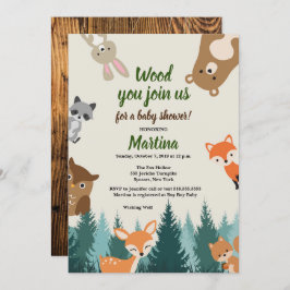Invitación a Baby Shower para animales forestales