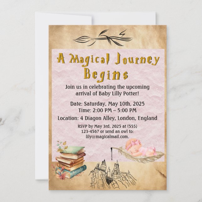 Invitación a Baby Shower para asistentes - Chica (Anverso)