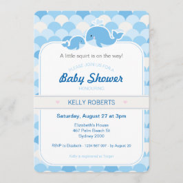 Invitación a Baby Shower para ballenas - Azul
