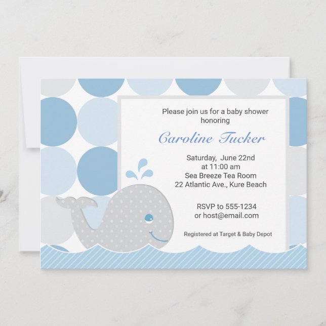 Invitación a Baby Shower para ballenas de sangre - (Anverso)