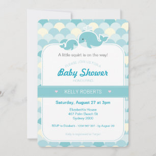 Invitación a Baby Shower para ballenas - Turquesa