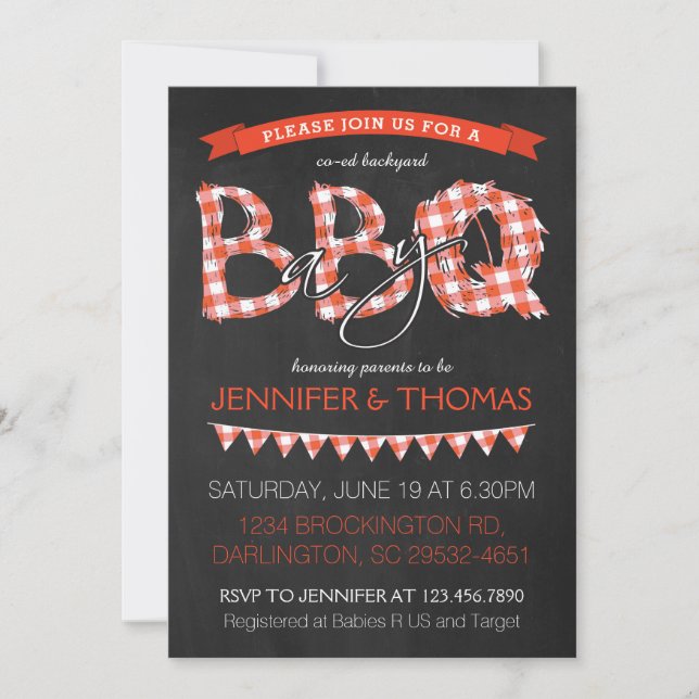Invitación a Baby Shower para barbacoas (Anverso)