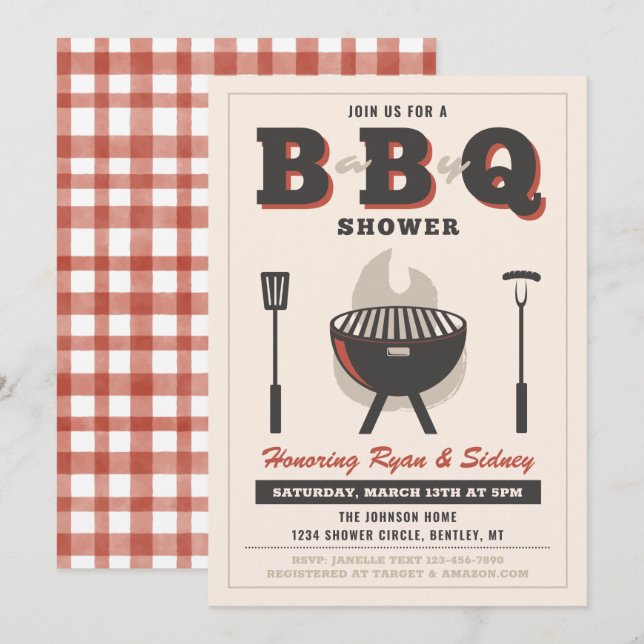 Invitación a Baby Shower para barbacoas | Invitaci (Anverso / Reverso)