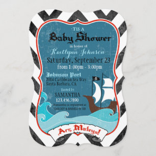 Invitación a Baby Shower para barcos piratas y oce