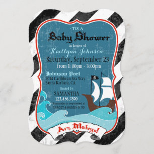 Invitación a Baby Shower para barcos piratas y oce